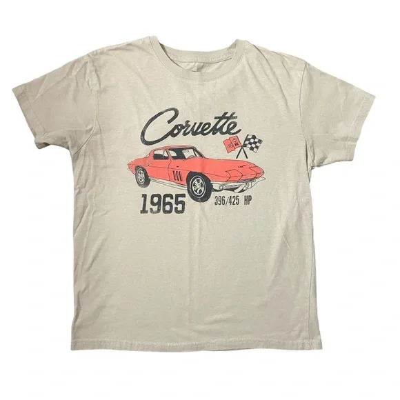 GM Beige Coral Pink 1965 Corvette Trendy Retro Racing T Shirt Women’s Size S - Picture 2 of 6